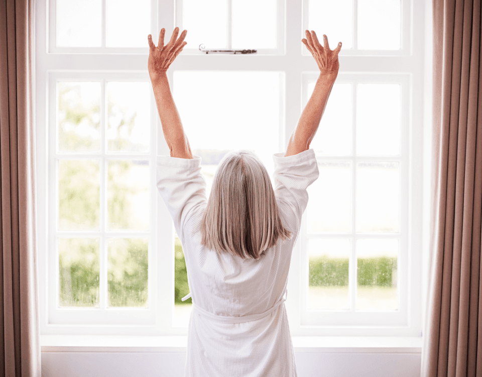 woman with hands in the air